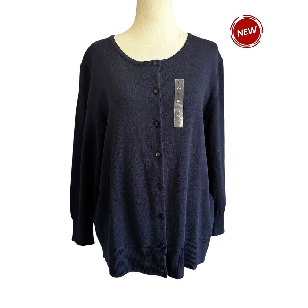 Nue Options Blue Knit Cardigan Sweater‎ Women's Size XL NWT | 74-3